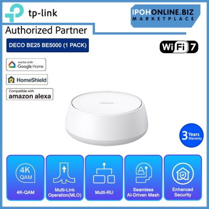 TP-LINK DECO BE25 BE5000 WIFI 7 DUAL-BAND WHOLE HOME MESH WIFI 7 ROUTER - 1 PACK TP-LINK DECO BE25 BE5000 WIFI 7 DUAL-BAND WHOLE HOME MESH WIFI 7 ROUTER - 1 PACK